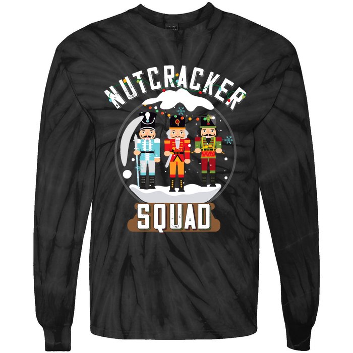 Nutcracker Squad Snow Globe Funny Christmas Ballet Dance Tie-Dye Long Sleeve Shirt