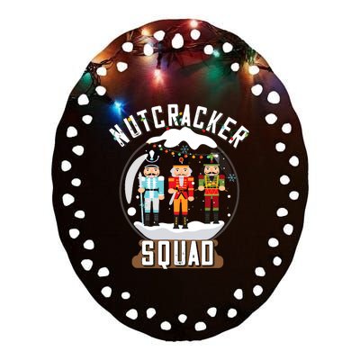 Nutcracker Squad Snow Globe Funny Christmas Ballet Dance Ceramic Oval Ornament