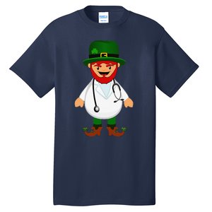 Nurse's Scrubs Stethoscope Wearing Leprechaun Gifts Tall T-Shirt