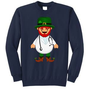 Nurse's Scrubs Stethoscope Wearing Leprechaun Gifts Tall Sweatshirt