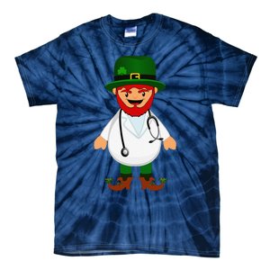 Nurse's Scrubs Stethoscope Wearing Leprechaun Gifts Tie-Dye T-Shirt