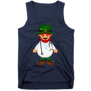 Nurse's Scrubs Stethoscope Wearing Leprechaun Gifts Tank Top