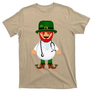 Nurse's Scrubs Stethoscope Wearing Leprechaun Gifts T-Shirt