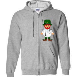 Nurse's Scrubs Stethoscope Wearing Leprechaun Gifts Full Zip Hoodie