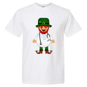 Nurse's Scrubs Stethoscope Wearing Leprechaun Gifts Garment-Dyed Heavyweight T-Shirt