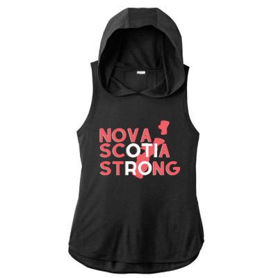 Nova Scotia Strong Typographic Design Ladies PosiCharge Tri-Blend Wicking Draft Hoodie Tank