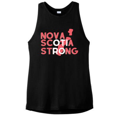 Nova Scotia Strong Typographic Design Ladies PosiCharge Tri-Blend Wicking Tank