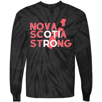 Nova Scotia Strong Typographic Design Tie-Dye Long Sleeve Shirt