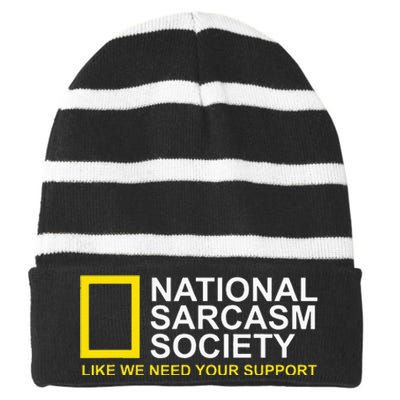 National Sarcasm Society Satirical Parody Design Men & Women Striped Beanie with Solid Band