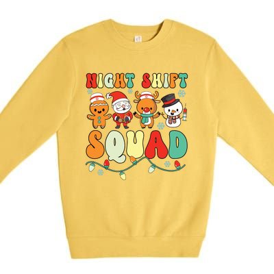 Night Shift Squad Gingerbread Santa Reindeer Snowman Xmas Premium Crewneck Sweatshirt