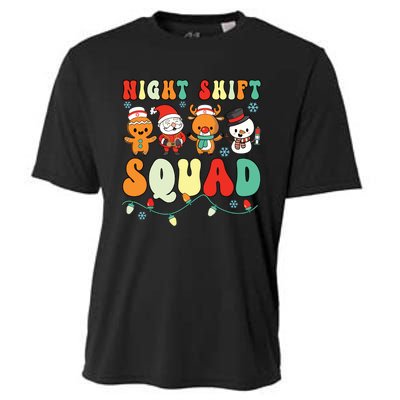 Night Shift Squad Gingerbread Santa Reindeer Snowman Xmas Cooling Performance Crew T-Shirt