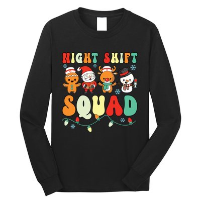 Night Shift Squad Gingerbread Santa Reindeer Snowman Xmas Long Sleeve Shirt