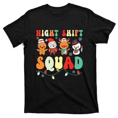 Night Shift Squad Gingerbread Santa Reindeer Snowman Xmas T-Shirt