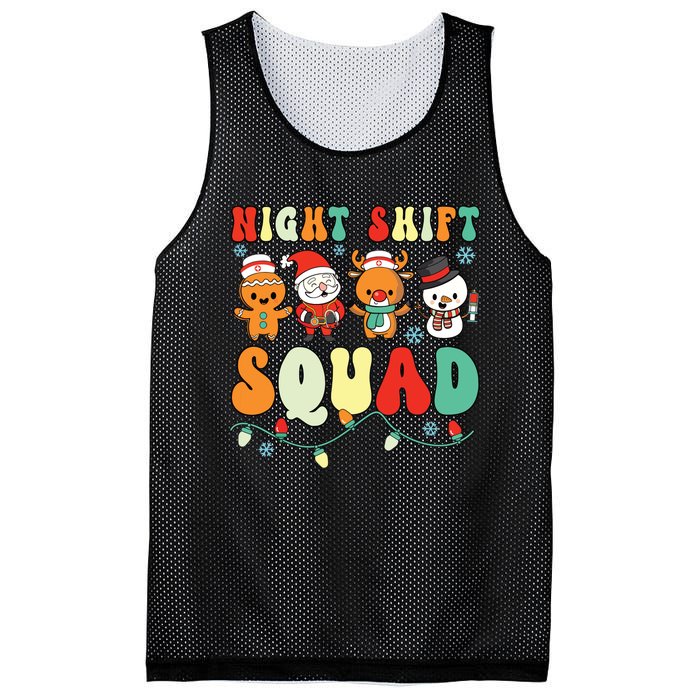 Night Shift Squad Gingerbread Santa Reindeer Snowman Xmas Mesh Reversible Basketball Jersey Tank