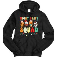 Night Shift Squad Gingerbread Santa Reindeer Snowman Xmas Tie Dye Hoodie