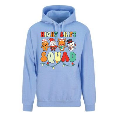 Night Shift Squad Gingerbread Santa Reindeer Snowman Xmas Unisex Surf Hoodie