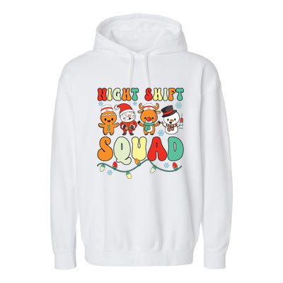 Night Shift Squad Gingerbread Santa Reindeer Snowman Xmas Garment-Dyed Fleece Hoodie