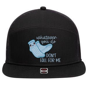 Non Slip Socks Dont Fall For Me Funny PCT CNA Nurse 7 Panel Mesh Trucker Snapback Hat