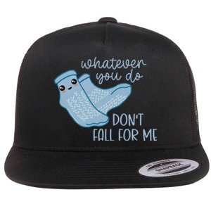 Non Slip Socks Dont Fall For Me Funny PCT CNA Nurse Flat Bill Trucker Hat