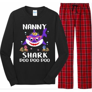 Nanny Shark Shirt Mothers Day Gift Idea For Mother Wife Long Sleeve Pajama Set