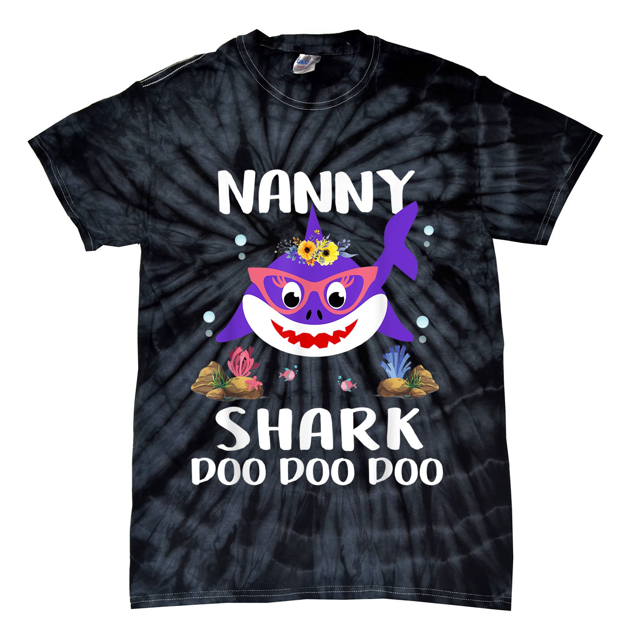 Nanny Shark Shirt Mothers Day Gift Idea For Mother Wife Tie-Dye T-Shirt