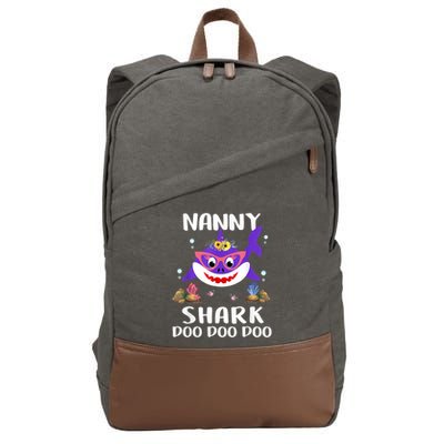 Nanny Shark Shirt Mothers Day Gift Idea For Mother Wife Cotton Canvas Backpack