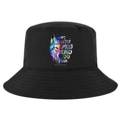 No Story Should End Too Soon Suicide Awareness Teal Wolf Cool Comfort Performance Bucket Hat