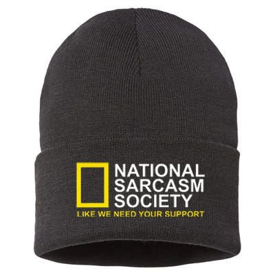 National Sarcasm Society Satirical Parody Design Men & Women Sustainable Knit Beanie