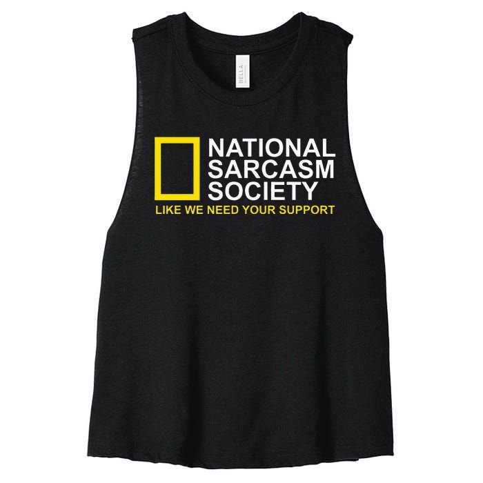 National Sarcasm Society Satirical Parody Design Men & Women Women's Racerback Cropped Tank