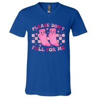 Non Slip Socks Please DonT Fall For Me Medical Nurse V-Neck T-Shirt