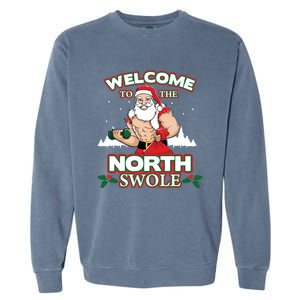 North Swole Santa Claus Weight Lifting Christmas Gym Workout Gift Garment-Dyed Sweatshirt