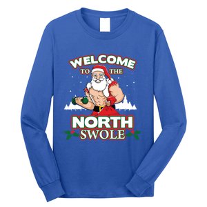 North Swole Santa Claus Weight Lifting Christmas Gym Workout Gift Long Sleeve Shirt