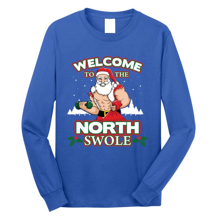 North Swole Santa Claus Weight Lifting Christmas Gym Workout Gift Long Sleeve Shirt