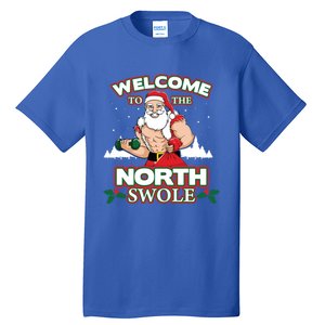 North Swole Santa Claus Weight Lifting Christmas Gym Workout Gift Tall T-Shirt