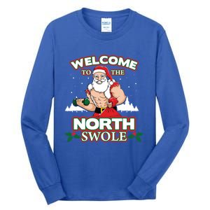 North Swole Santa Claus Weight Lifting Christmas Gym Workout Gift Tall Long Sleeve T-Shirt