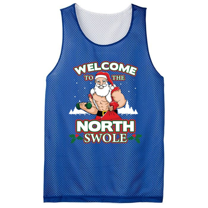 North Swole Santa Claus Weight Lifting Christmas Gym Workout Gift Mesh Reversible Basketball Jersey Tank