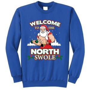 North Swole Santa Claus Weight Lifting Christmas Gym Workout Gift Tall Sweatshirt