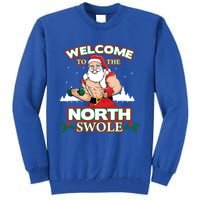 North Swole Santa Claus Weight Lifting Christmas Gym Workout Gift Tall Sweatshirt