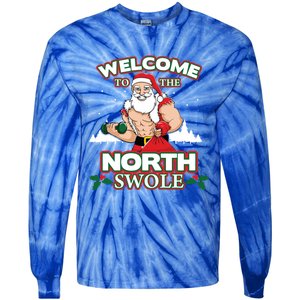 North Swole Santa Claus Weight Lifting Christmas Gym Workout Gift Tie-Dye Long Sleeve Shirt