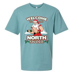 North Swole Santa Claus Weight Lifting Christmas Gym Workout Gift Sueded Cloud Jersey T-Shirt