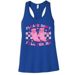 Non Slip Socks Please DonT Fall For Me Medical Nurse Gift Women's Racerback Tank