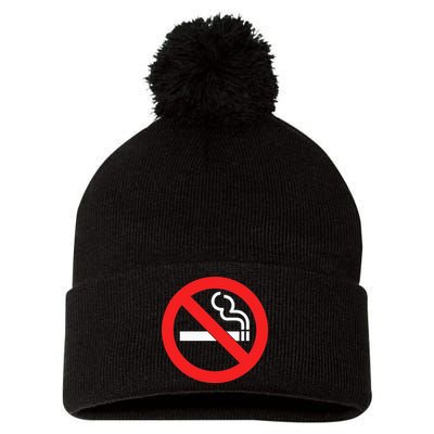 No Smoking Symbol Pom Pom 12in Knit Beanie