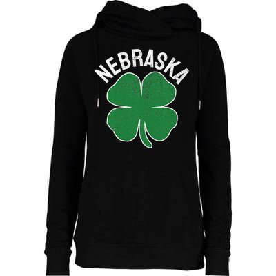 Nebraska Shamrock St. Patrick's Day Saint Paddy's Irish Womens Funnel Neck Pullover Hood