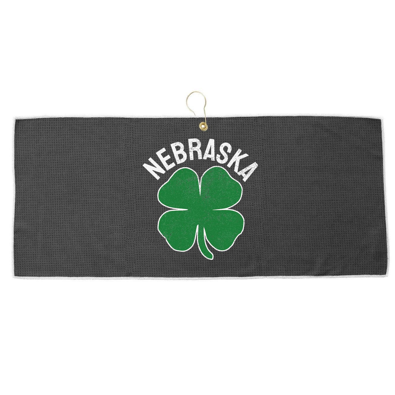 Nebraska Shamrock St. Patrick's Day Saint Paddy's Irish Large Microfiber Waffle Golf Towel