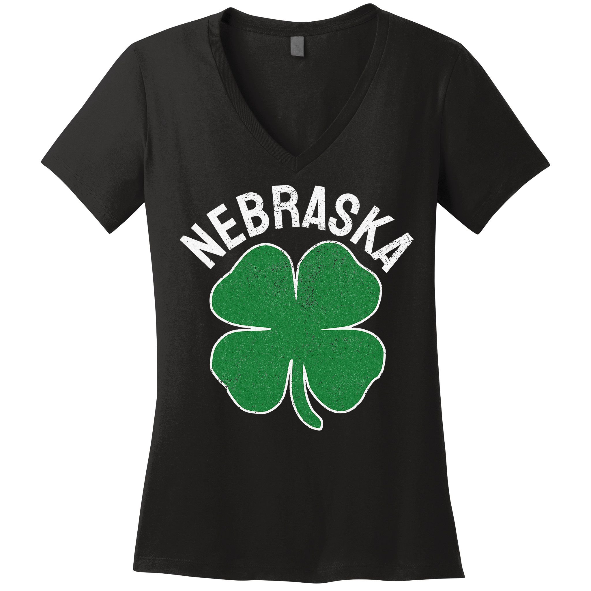 Nebraska Shamrock St. Patrick's Day Saint Paddy's Irish Women's V-Neck T-Shirt