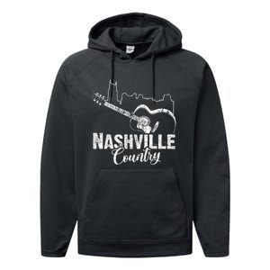 Nashville Skyline Tennessee Country Music Guitar Player Performance Fleece Hoodie