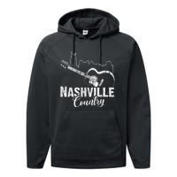 Nashville Skyline Tennessee Country Music Guitar Player Performance Fleece Hoodie