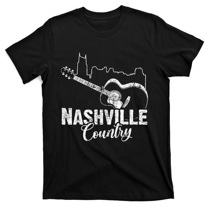 Nashville Skyline Tennessee Country Music Guitar Player T-Shirt