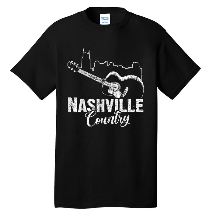 Nashville Skyline Tennessee Country Music Guitar Player Tall T-Shirt