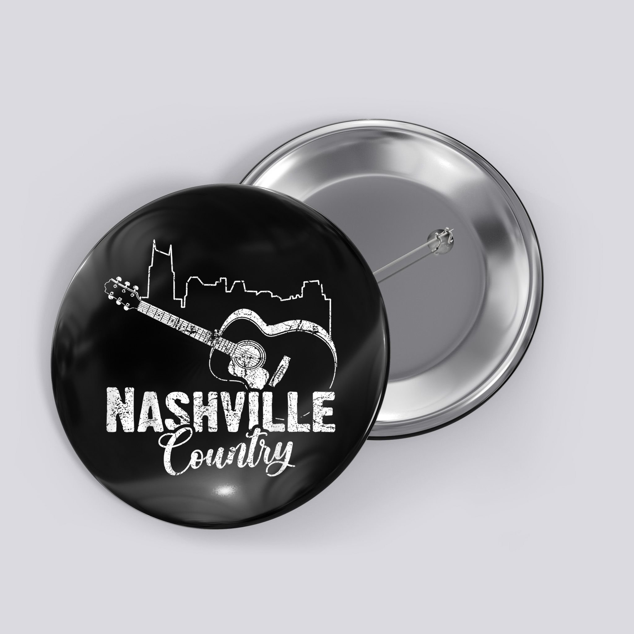 Nashville Skyline Tennessee Country Music Guitar Player Button